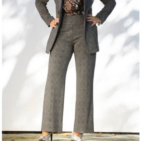 CAbi Bond trouser glen plaid houndstooth wide leg long tall women's size 8 - Picture 12 of 12